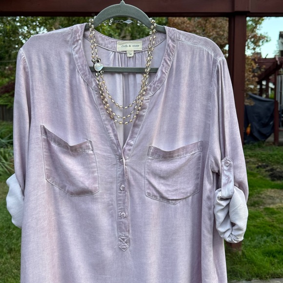 🩷 Anthropologie; Cloth & Stone - Lilac Colored Dress w/Roll-Up Sleeves. Misses M - Picture 6 of 6